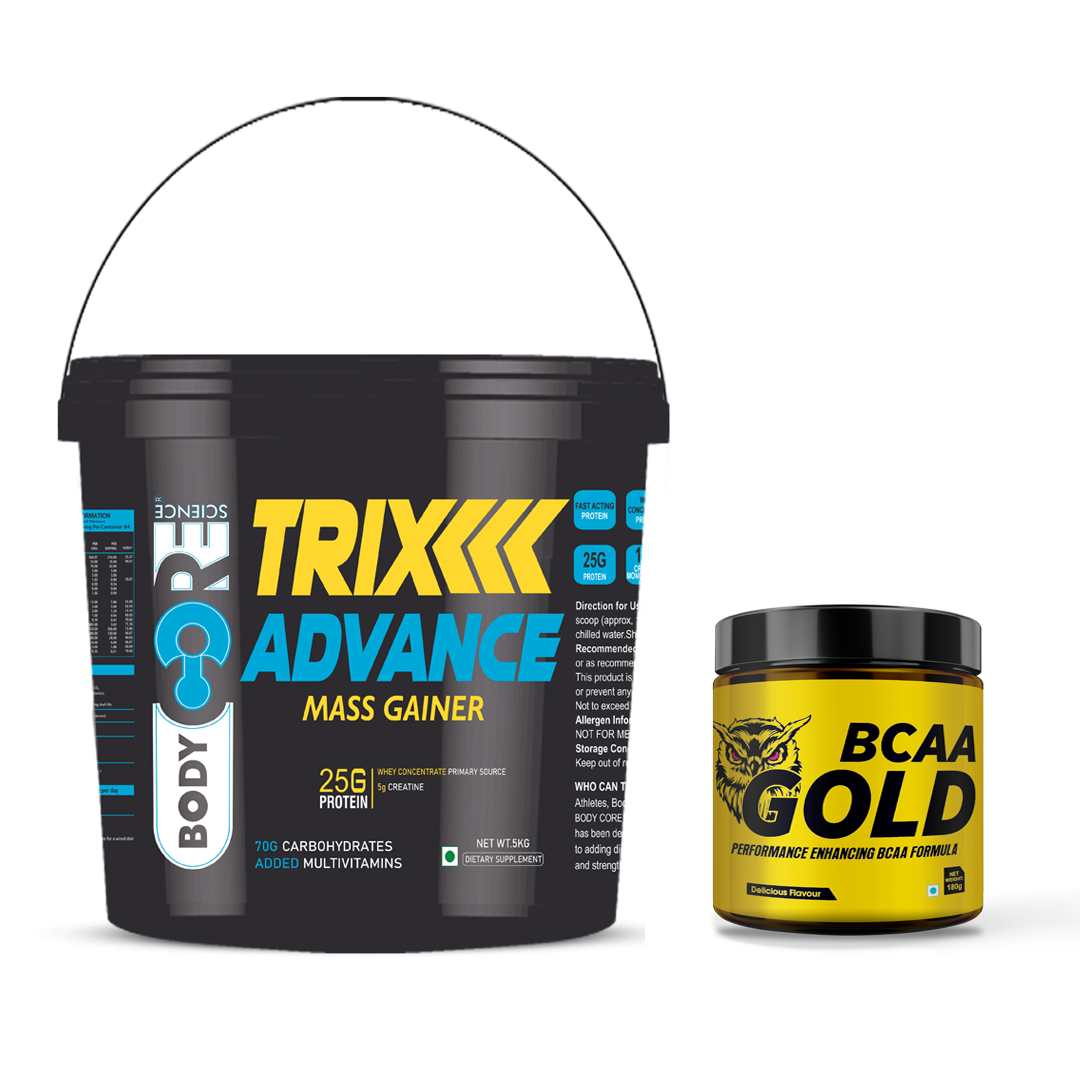 BCS Trix Advance Mass Gainer (5Kg) + BCAA Gold (180g) Body Core Science