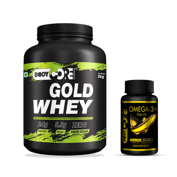 gold whey green 2kg + omega fish oil